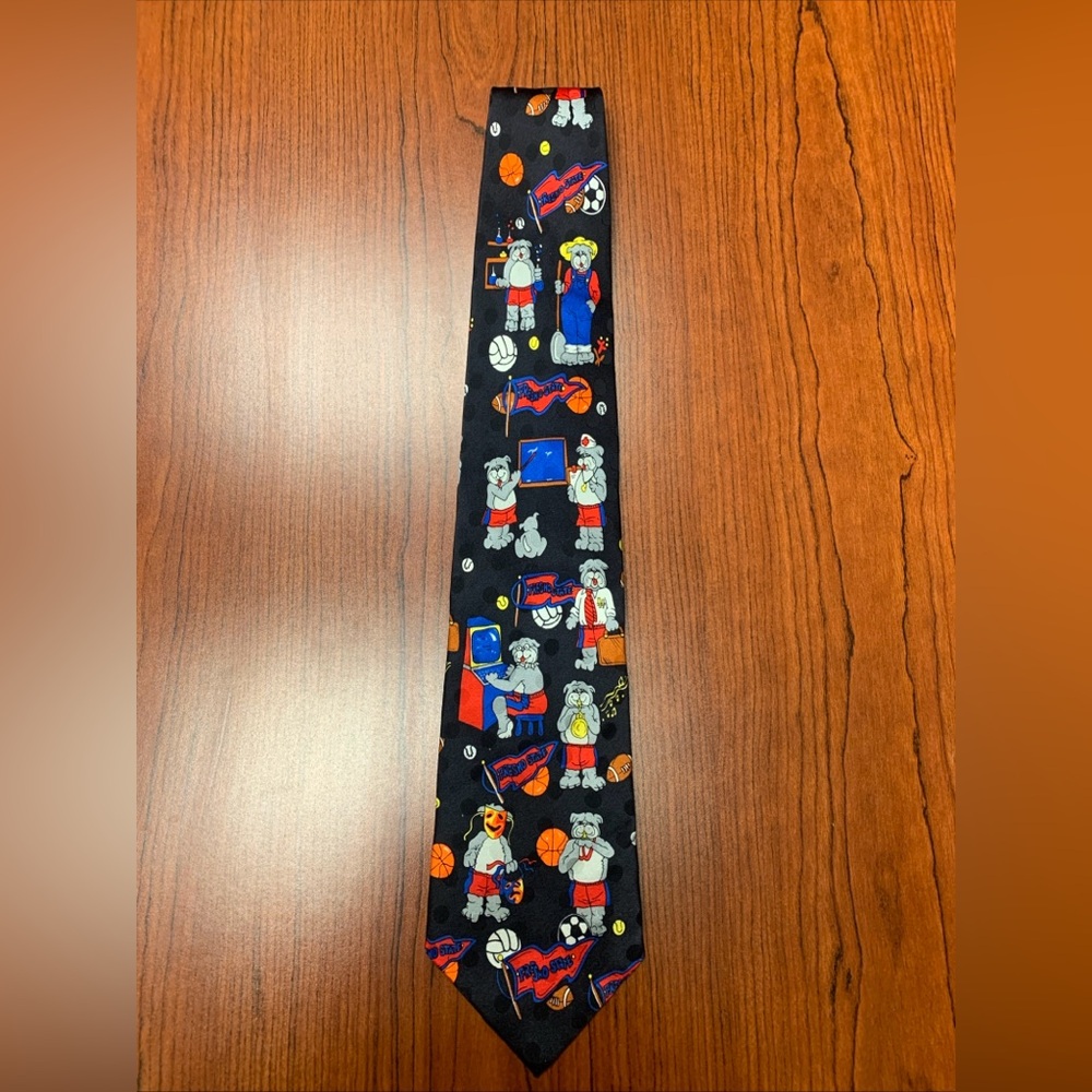 Fresno State Tie in Disguise Sports Themed Black Tie with bulldogs